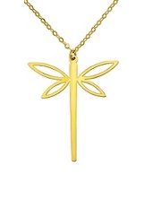 teensy catchy Italian solid gold dragonfly charm teens necklace